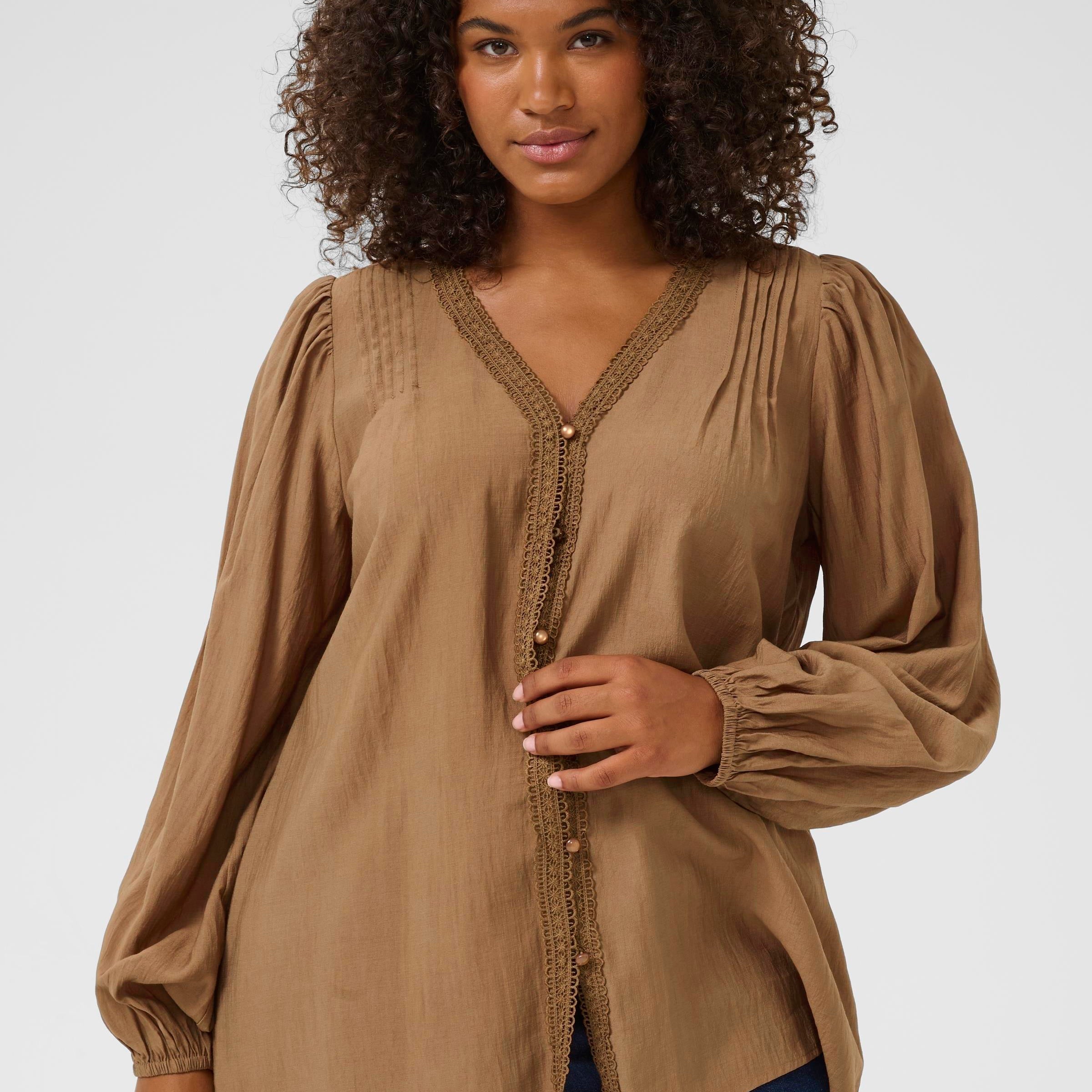 Bluse in cognacbraun