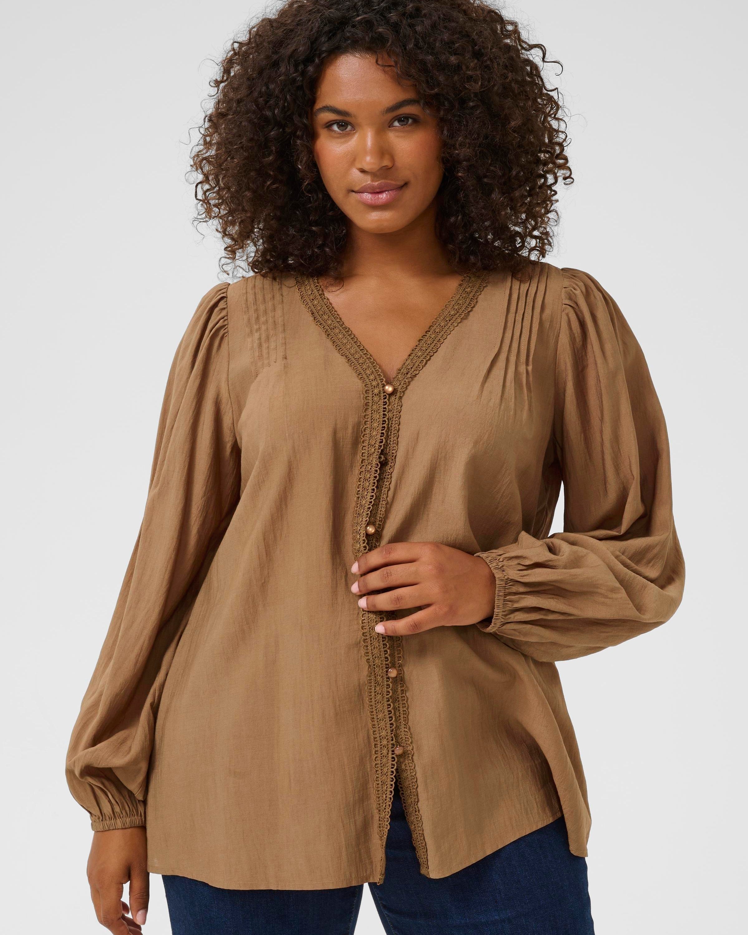 Bluse in cognacbraun