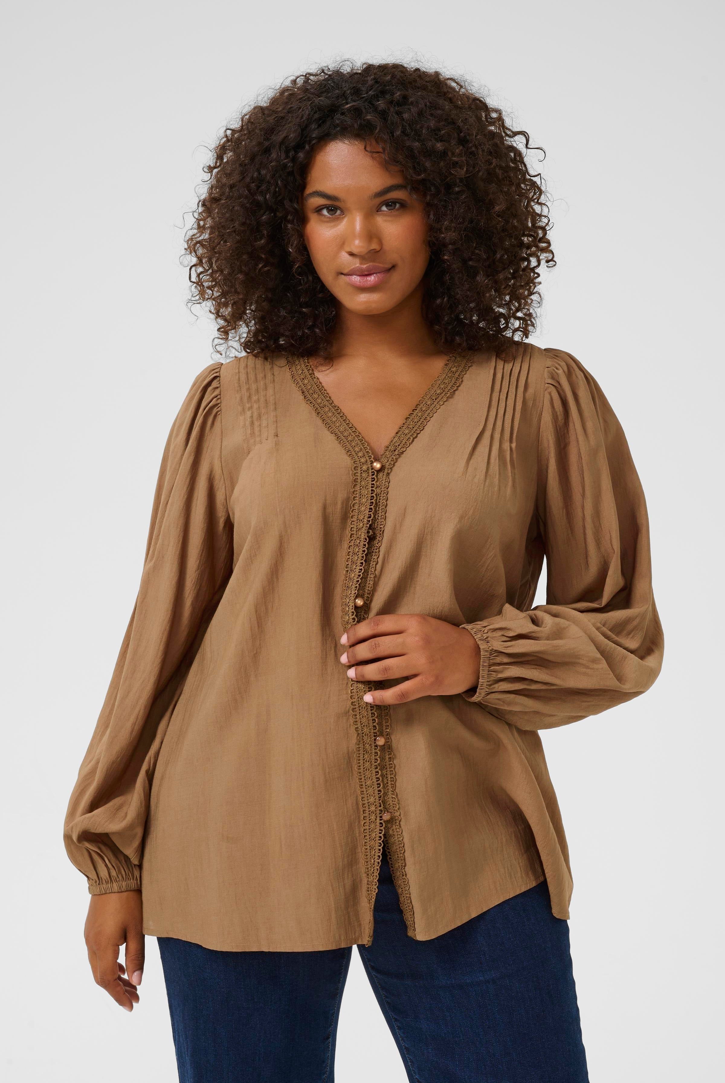 Bluse in cognacbraun