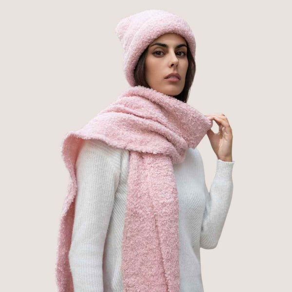 Set: Mütze und Schal, rosé – Lieblingskurve