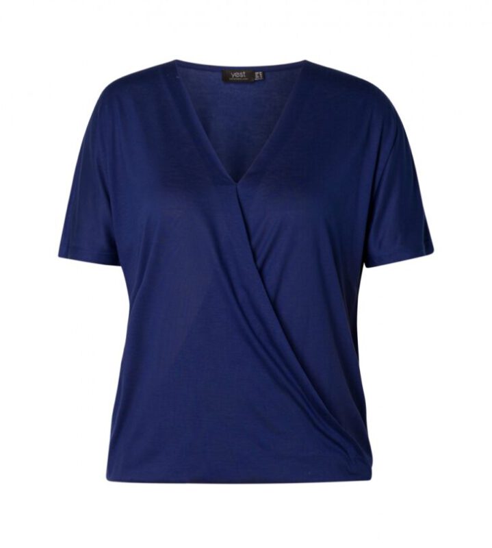 Yesta T-Shirt Wickeloptik dunkelblau