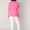 Rückansicht, hinten Yesta Jessi T-Shirt fuchsia pink V-Ausschnitt Glitzerpaspel in großen Größen bei Lieblingskurve bestellen