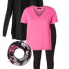 Casual Plus Size Outfit Pink Schwarz Shop the Look Stretchhose T-Shirt Cardigan und Loop bei Lieblingskurve kaufen