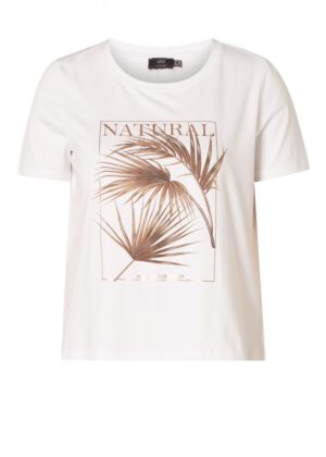 Yesta Jytta T-Shirt mit Rundhals große Größen weiß mit Frontprint sommerlicher Druck bei Lieblingskurve kaufen