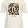 T-Shirt mit Frontprint und Pailetten in beige mit braunem Druck Kaffe Curve Plus Size Große Größen bei Lieblingskurve kaufen