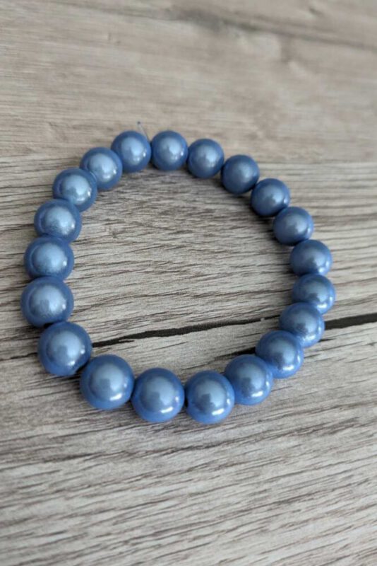 Elastisches Armband, Perlen glänzend - verschiedene Farben - blau 