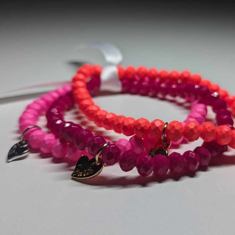 Armband 3er Set elastisch, pink orange fuchsia - Sweet 7 